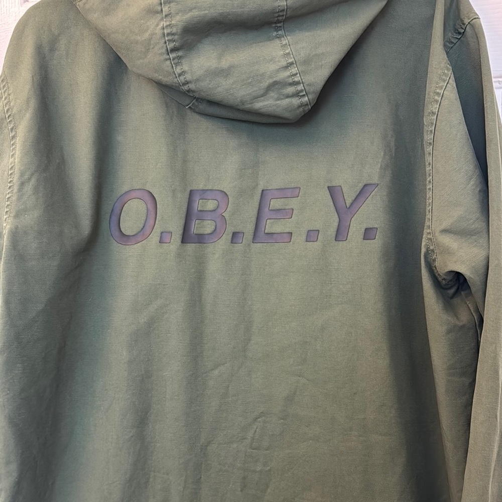 OBEY slugger optional fishtail Men's Green Hooded Jacket - Picture 7 of 15